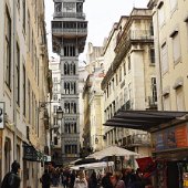 DSC02200 Santa Justa Lift, Lisbon - a historic iron lift in the city centre, opened in 1902 to connect the lower Baixa district with the higher Largo do Carmo. It is...